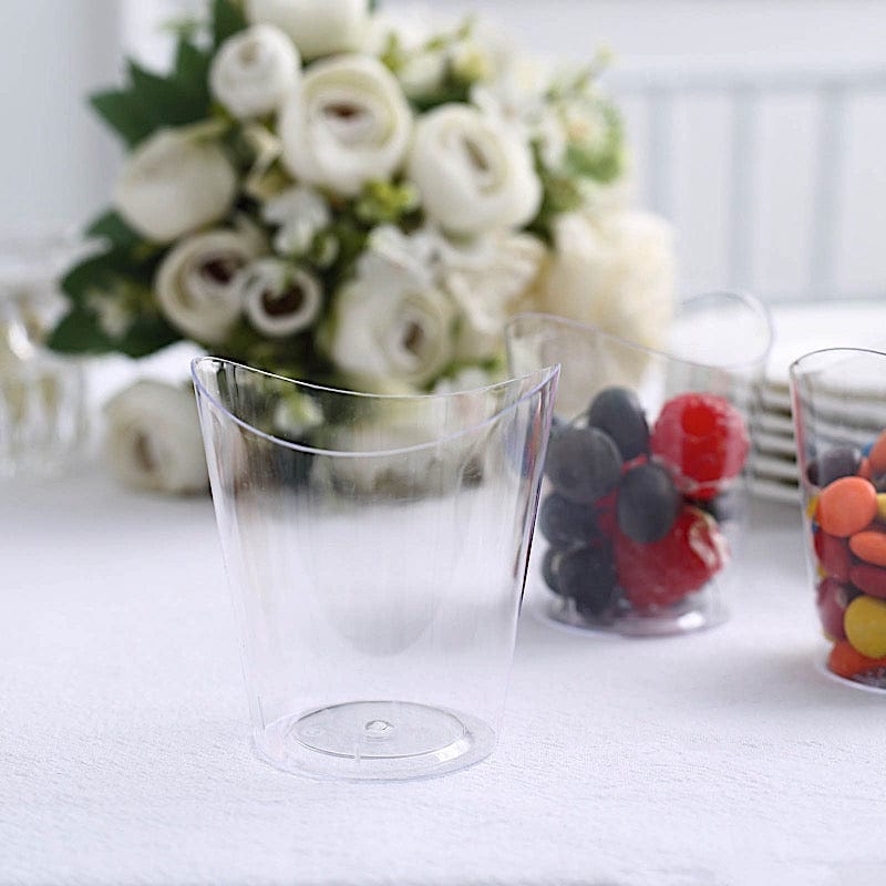 24 Clear 4 oz Mini Wavy Rim Plastic Dessert Cups - Disposable Tableware DSP_DST_CU006_4_CLR