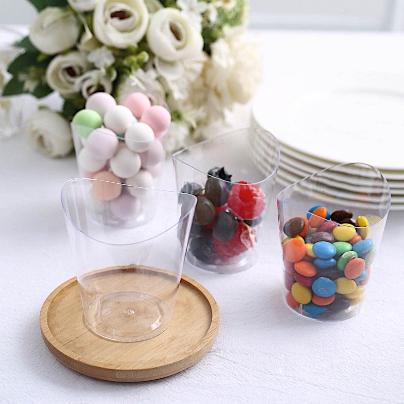 24 Clear 4 oz Mini Wavy Rim Plastic Dessert Cups - Disposable Tableware DSP_DST_CU006_4_CLR