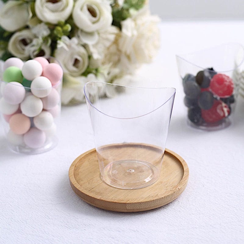 24 Clear 4 oz Mini Wavy Rim Plastic Dessert Cups - Disposable Tableware DSP_DST_CU006_4_CLR