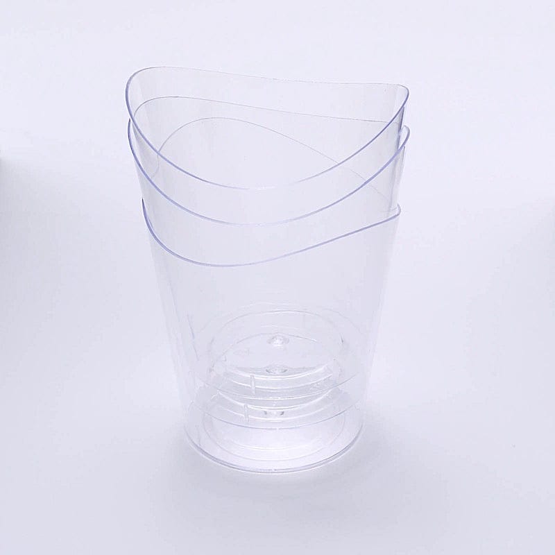 24 Clear 4 oz Mini Wavy Rim Plastic Dessert Cups - Disposable Tableware DSP_DST_CU006_4_CLR