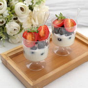 24 Clear 5 oz Ribbed Round Plastic Dessert Cups with Spoons Set - Disposable Tableware DSP_DST_CU003_5_CLR