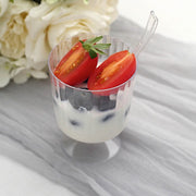 24 Clear 5 oz Ribbed Round Plastic Dessert Cups with Spoons Set - Disposable Tableware DSP_DST_CU003_5_CLR