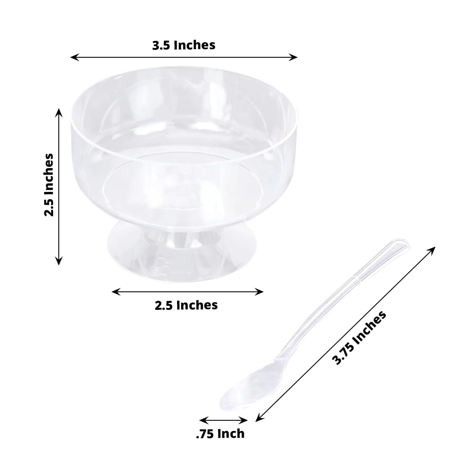 24 Clear 6 oz Crystal Footed Plastic Dessert Cups with Spoons - Disposable Tableware DSP_DST_CU009_6_CLR