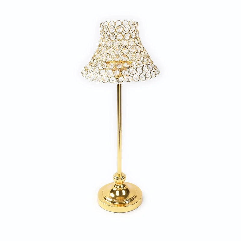 24" Crystal Beaded Lamp Style Shade Candle Holder - Gold CHDLR_CAND_044_25_GOLD