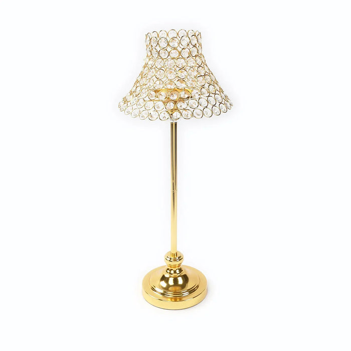 24" Crystal Beaded Lamp Style Shade Candle Holder - Gold CHDLR_CAND_044_25_GOLD