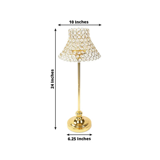 24" Crystal Beaded Lamp Style Shade Candle Holder - Gold CHDLR_CAND_044_25_GOLD