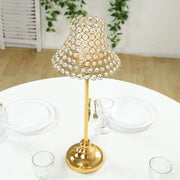 24" Crystal Beaded Lamp Style Shade Candle Holder - Gold CHDLR_CAND_044_25_GOLD