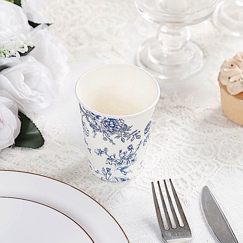 24 Disposable 9 oz French Toile Paper Cups - White