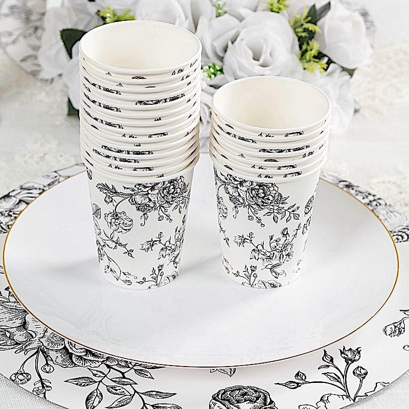 24 Disposable 9 oz French Toile Paper Cups - White