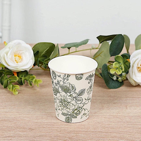 24 Disposable 9 oz French Toile Paper Cups - White