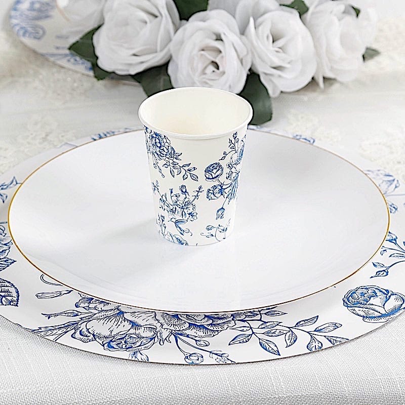 24 Disposable 9 oz French Toile Paper Cups - White