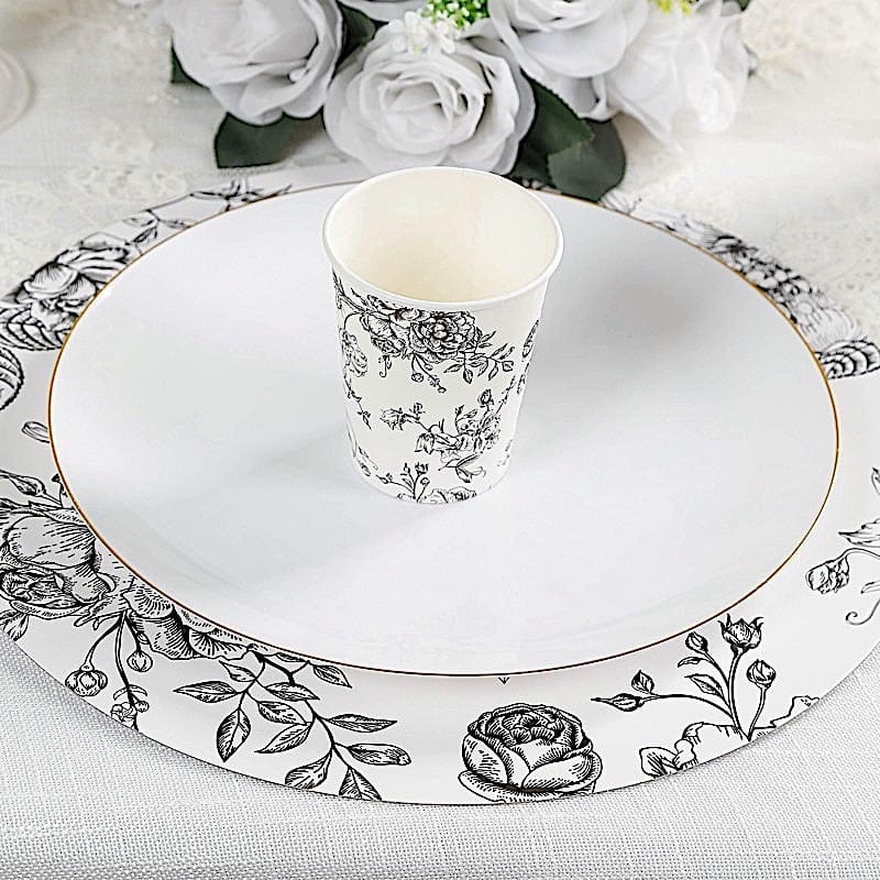 24 Disposable 9 oz French Toile Paper Cups - White