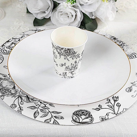 24 Disposable 9 oz French Toile Paper Cups - White