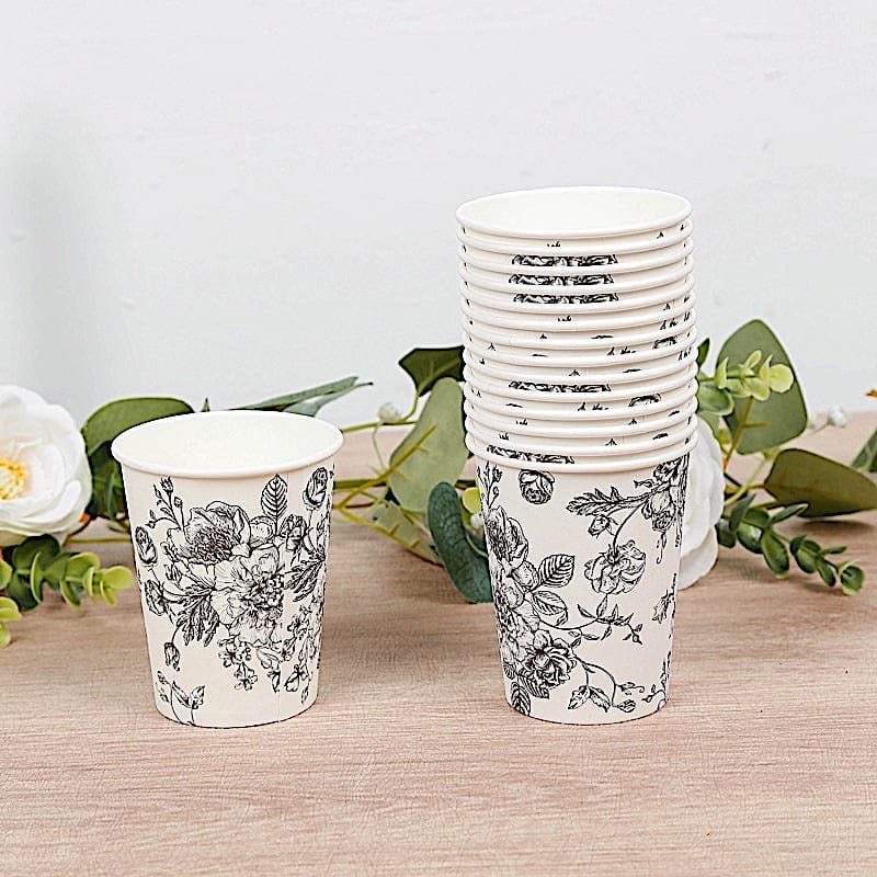 24 Disposable 9 oz French Toile Paper Cups - White