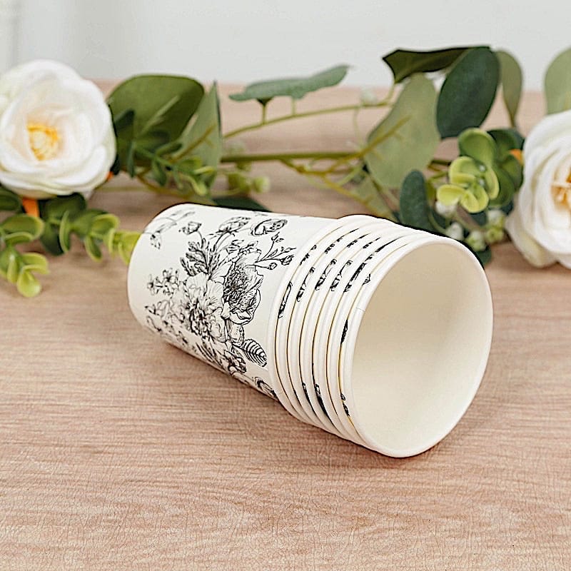 24 Disposable 9 oz French Toile Paper Cups - White