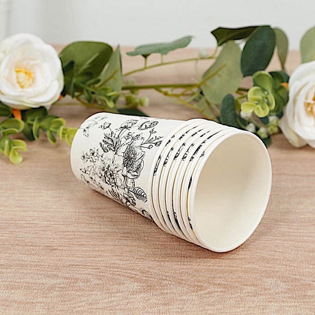 24 Disposable 9 oz French Toile Paper Cups - White