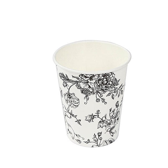 24 Disposable 9 oz French Toile Paper Cups - White DSP_PCUP_023_9_BLK