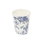 24 Disposable 9 oz French Toile Paper Cups - White DSP_PCUP_023_9_BLUE