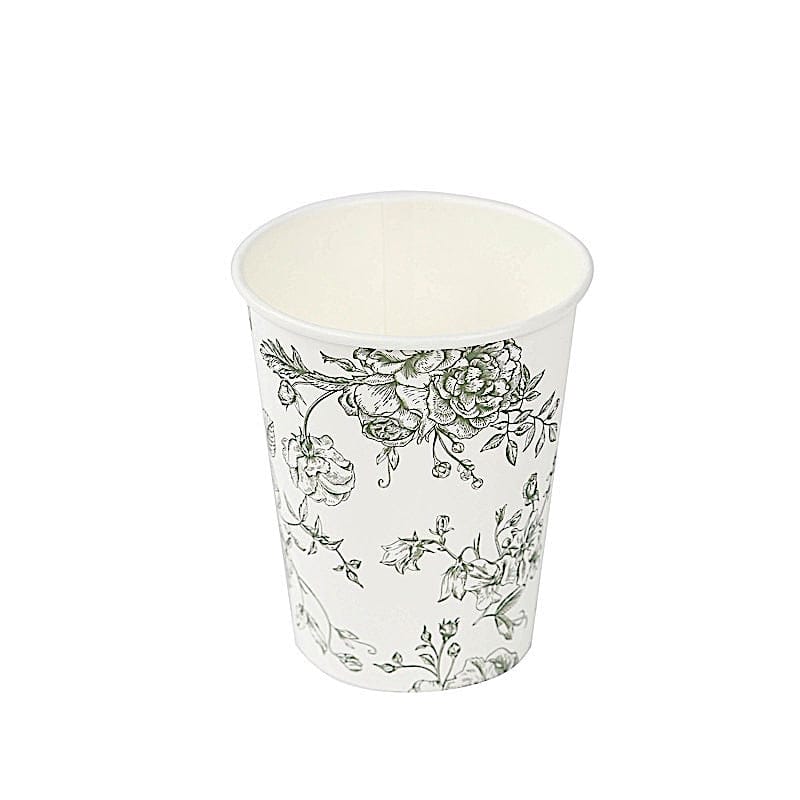 24 Disposable 9 oz French Toile Paper Cups - White DSP_PCUP_023_9_SAGE