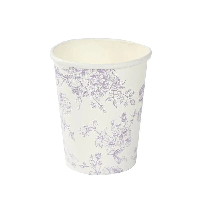24 Disposable 9oz French Toile Paper Cups - White