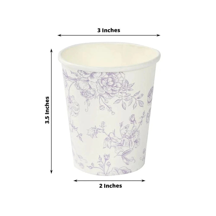 24 Disposable 9oz French Toile Paper Cups - White