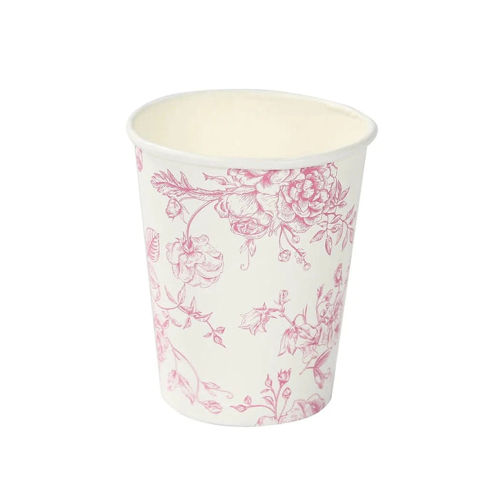 24 Disposable 9oz French Toile Paper Cups - White