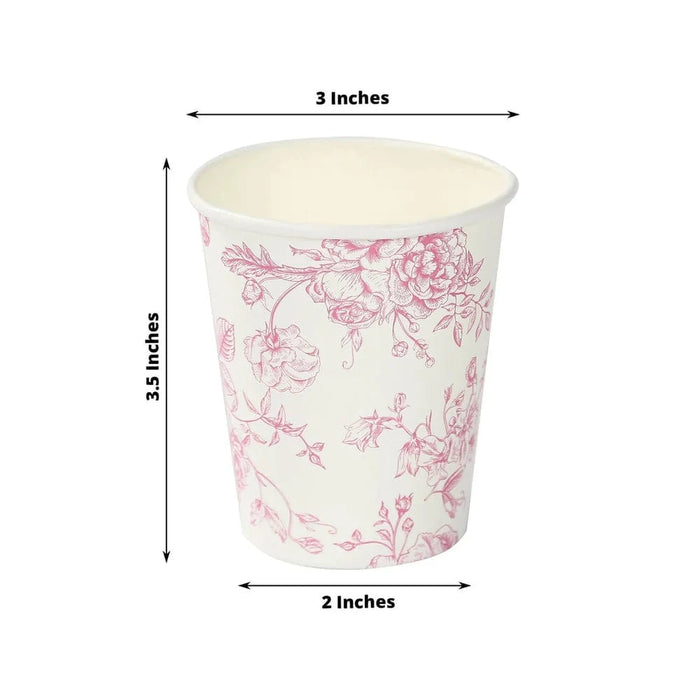 24 Disposable 9oz French Toile Paper Cups - White