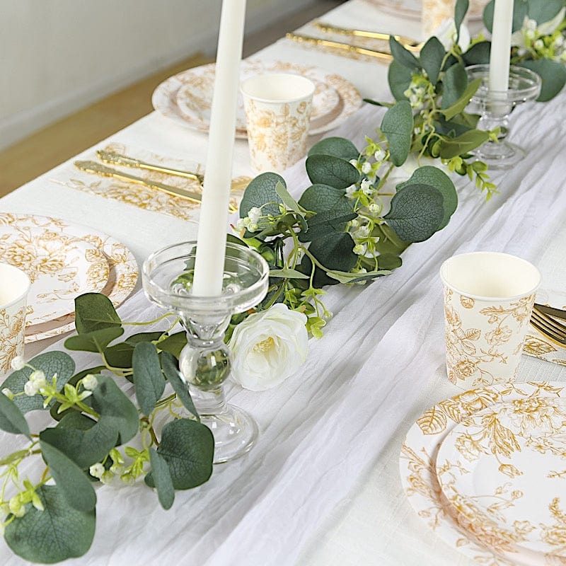 24 Disposable 9oz French Toile Paper Cups - White