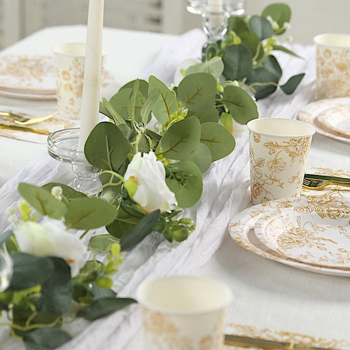 24 Disposable 9oz French Toile Paper Cups - White