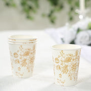 24 Disposable 9oz French Toile Paper Cups - White