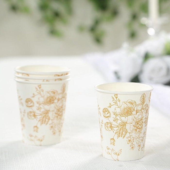 24 Disposable 9oz French Toile Paper Cups - White