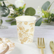 24 Disposable 9oz French Toile Paper Cups - White