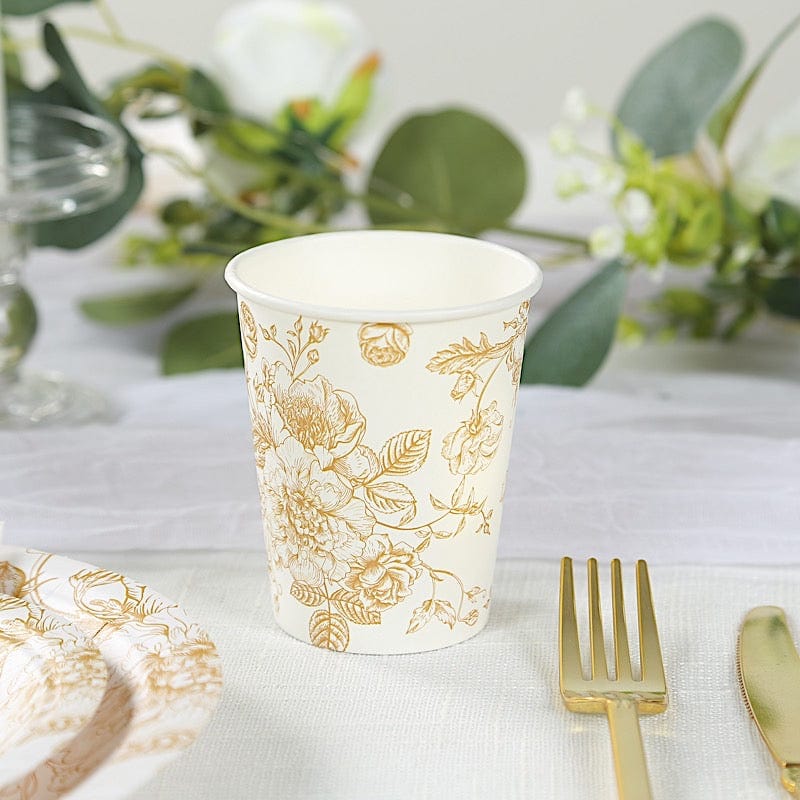 24 Disposable 9oz French Toile Paper Cups - White
