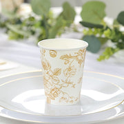 24 Disposable 9oz French Toile Paper Cups - White