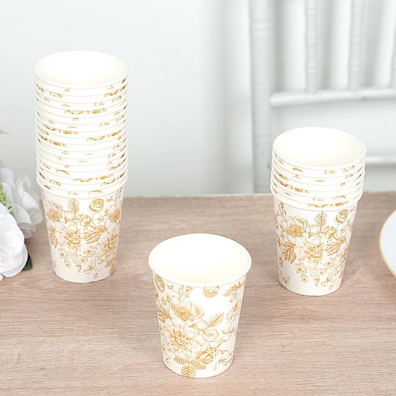 24 Disposable 9oz French Toile Paper Cups - White