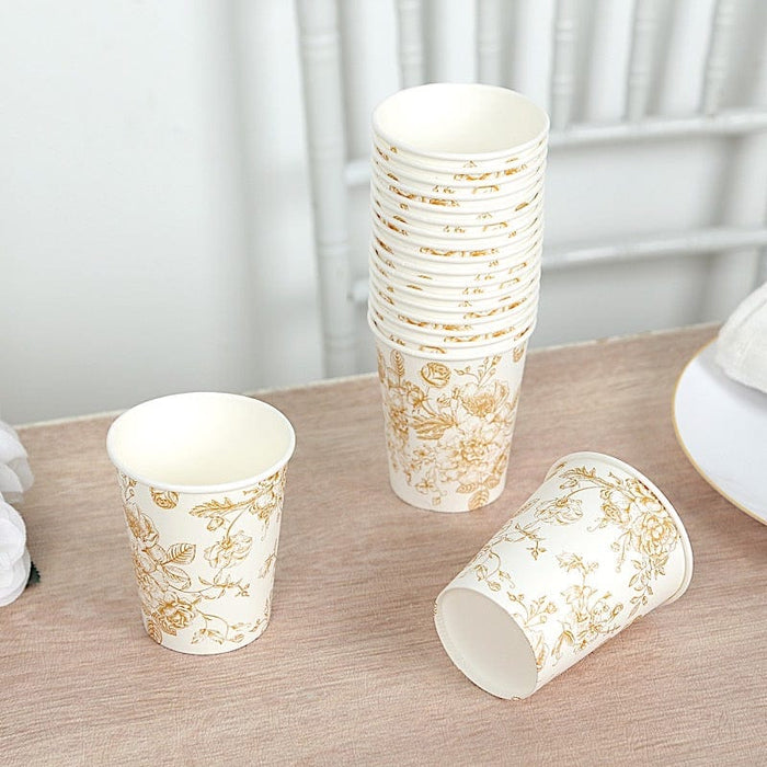 24 Disposable 9oz French Toile Paper Cups - White
