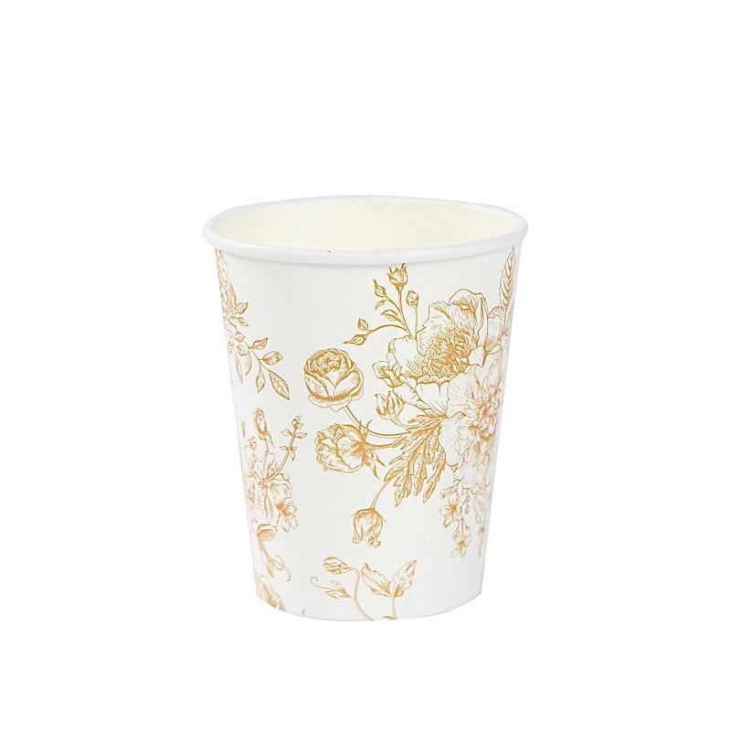 24 Disposable 9oz French Toile Paper Cups - White