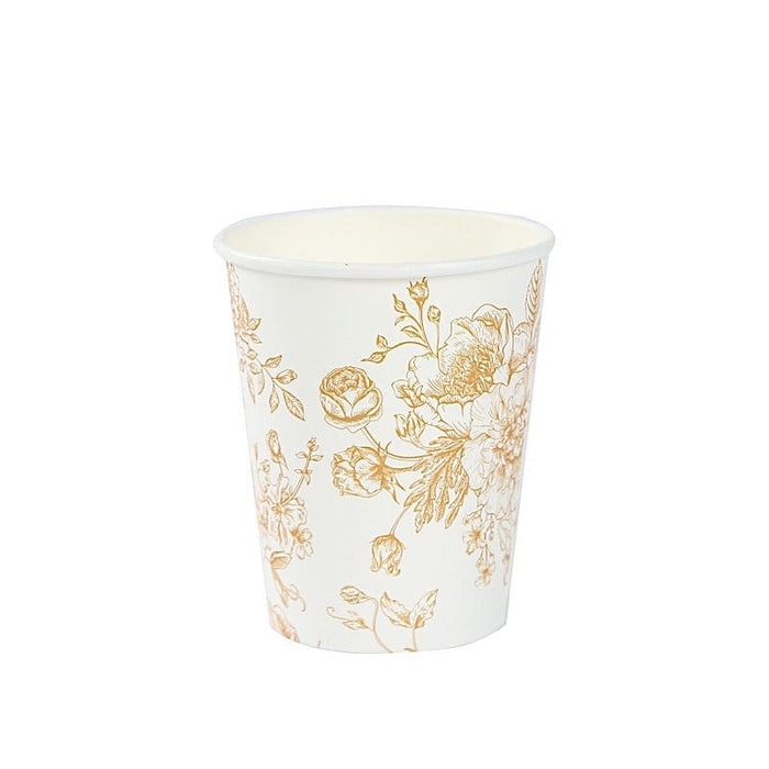 24 Disposable 9oz French Toile Paper Cups - White