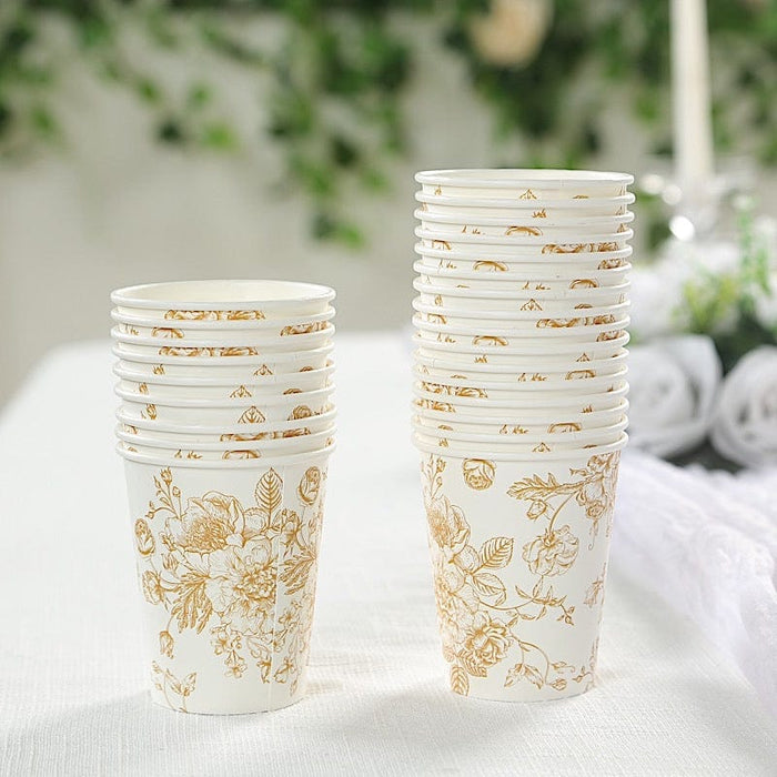 24 Disposable 9oz French Toile Paper Cups - White