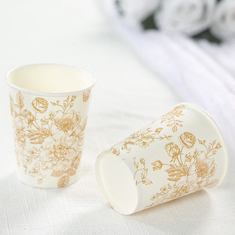 24 Disposable 9oz French Toile Paper Cups - White