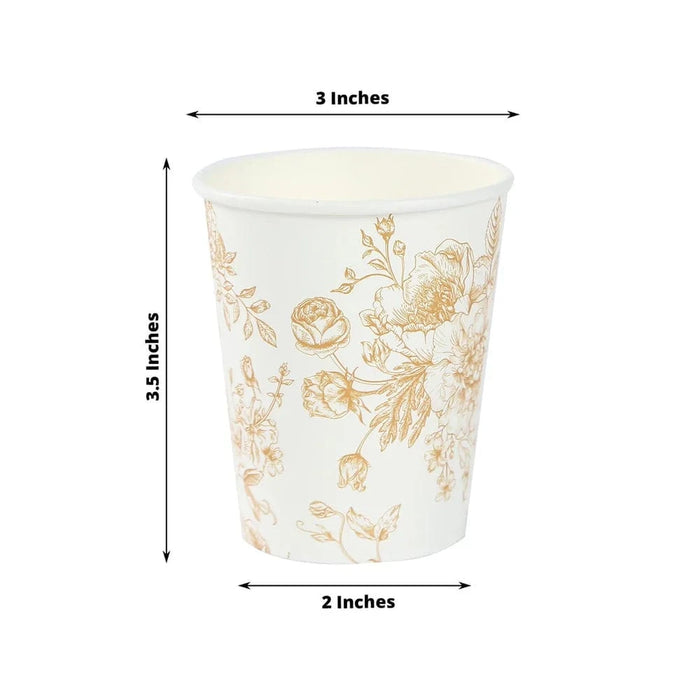 24 Disposable 9oz French Toile Paper Cups - White