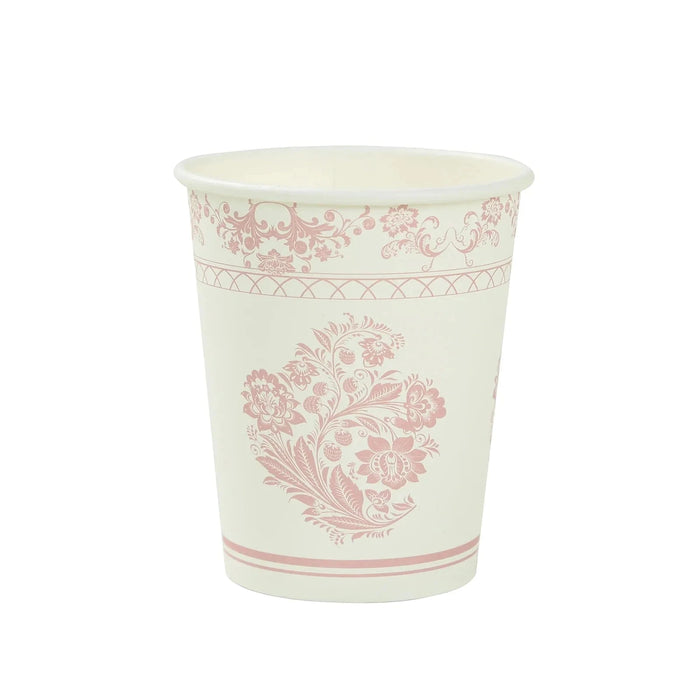 24 French Toile Floral Paper Cups - White and pink DSP_PCUP_016_9_PINK