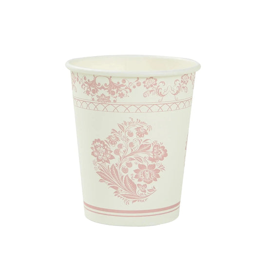 24 French Toile Floral Paper Cups - White and pink DSP_PCUP_016_9_PINK