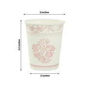 24 French Toile Floral Paper Cups - White and pink DSP_PCUP_016_9_PINK