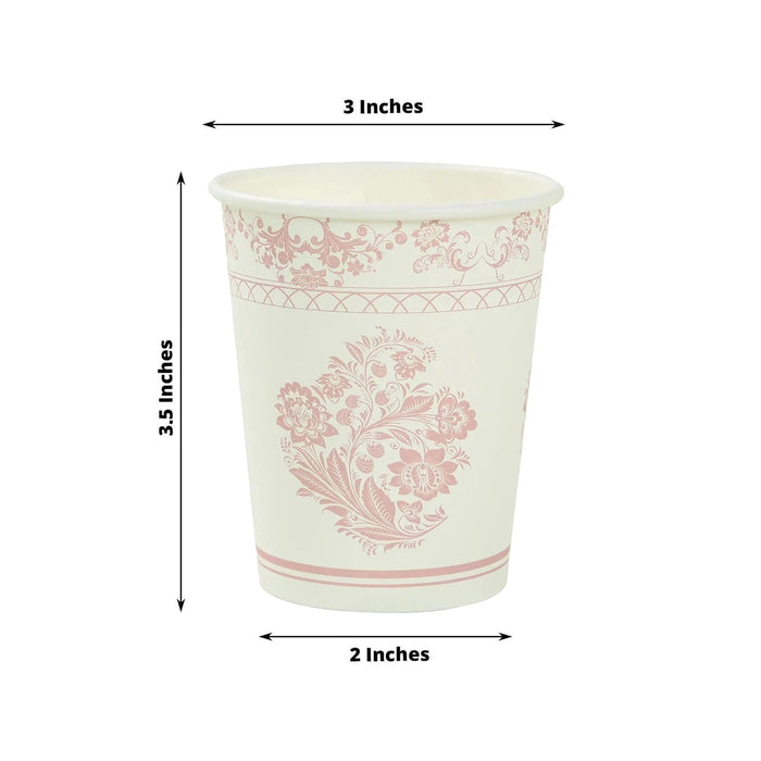 24 French Toile Floral Paper Cups - White and pink DSP_PCUP_016_9_PINK