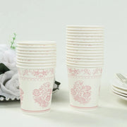 24 French Toile Floral Paper Cups - White and pink DSP_PCUP_016_9_PINK
