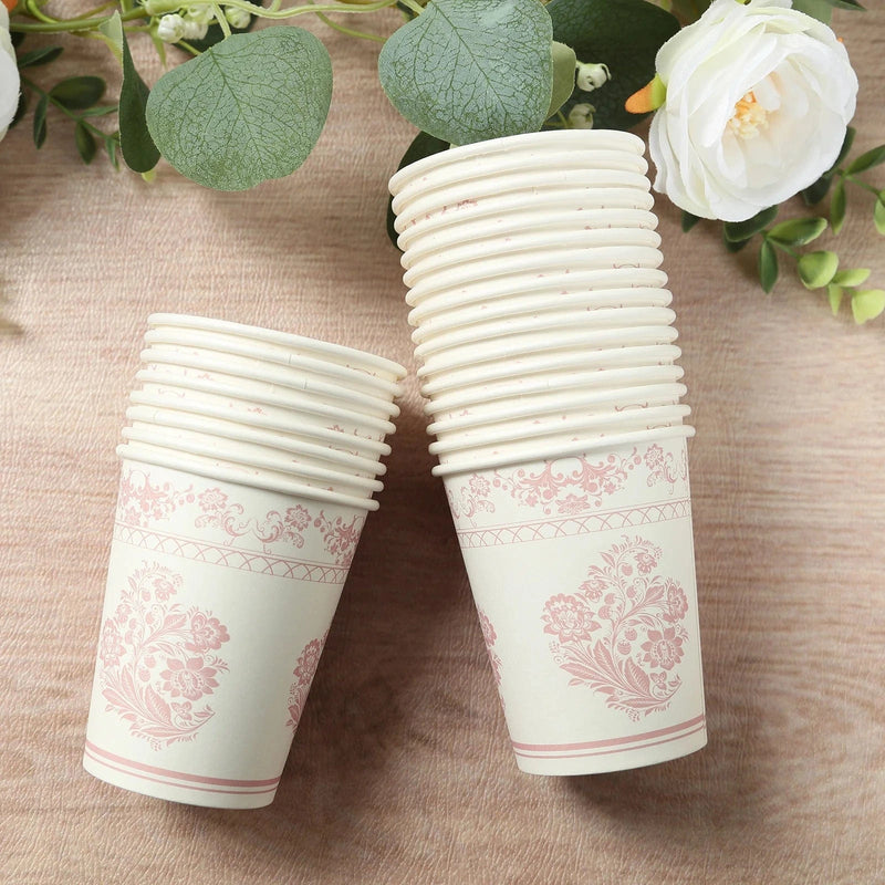 24 French Toile Floral Paper Cups - White and pink DSP_PCUP_016_9_PINK