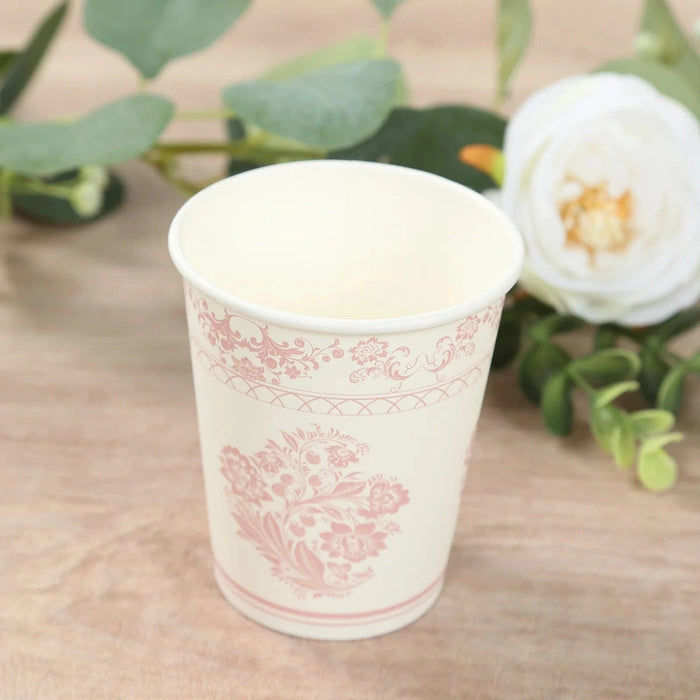 24 French Toile Floral Paper Cups - White and pink DSP_PCUP_016_9_PINK