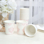 24 French Toile Floral Paper Cups - White and pink DSP_PCUP_016_9_PINK