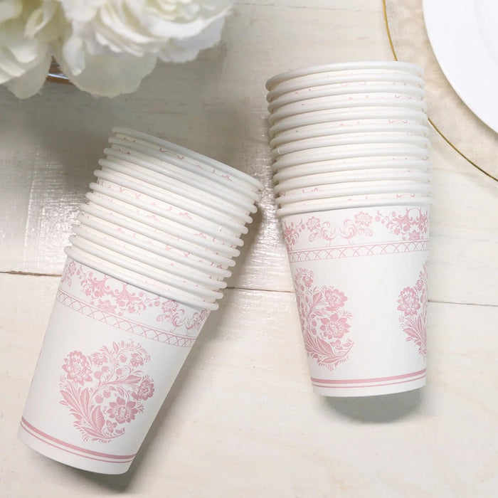 24 French Toile Floral Paper Cups - White and pink DSP_PCUP_016_9_PINK